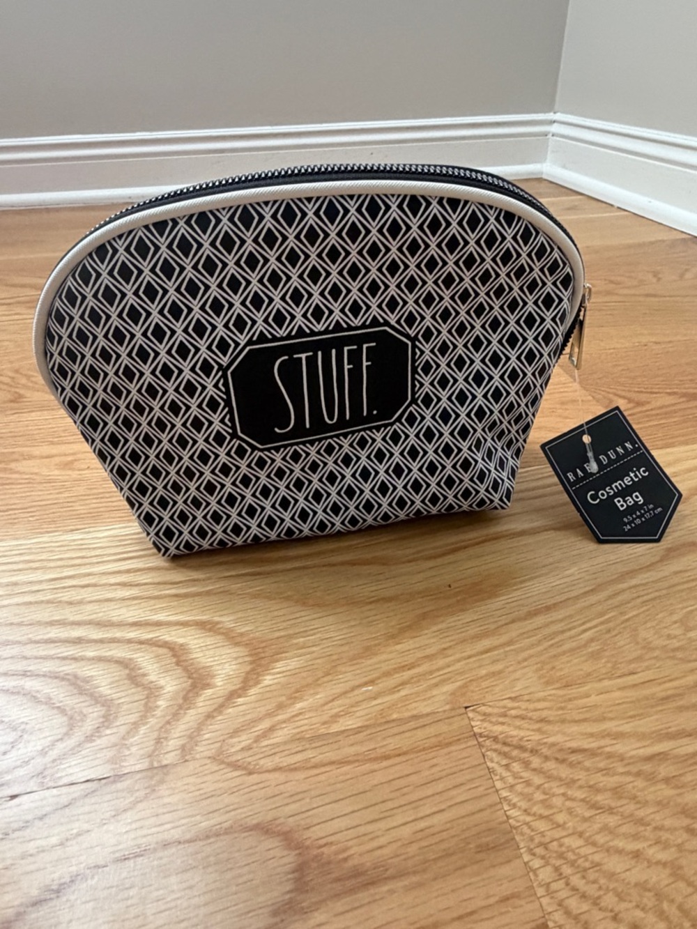 NWT STUFF Black & White Geometric Cosmetic Bag